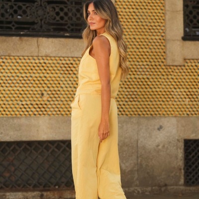 Calça em linho/algodão Bigzone