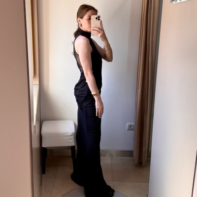 Vestido com pormenor franzido Scripta