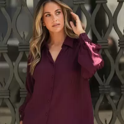 Blusa Fluida em Tecido Texturado Spaccio