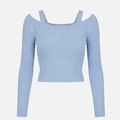 Camisola de malha curta com efeito canelado Scripta