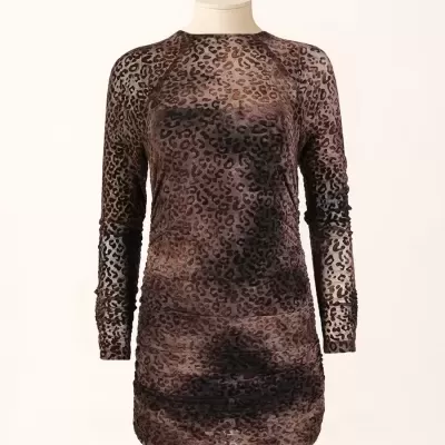 Vestido Curto em Malha Devoré Animal Sahoco