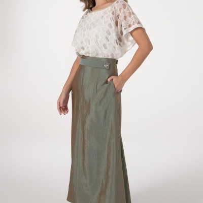 SAIA COMPRIDA DE ORGANZA COM EFEITO BICOLOR ANA SOUSA