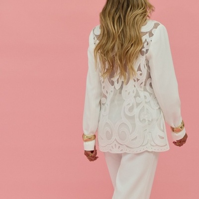 Calça fluída com vinca costurada Scripta