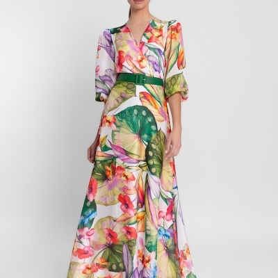 Vestido longo florido Moncho Heredia