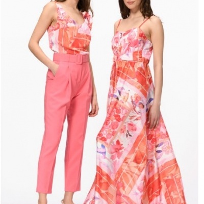 Vestido Longo Estampado Foulard Rinascimento