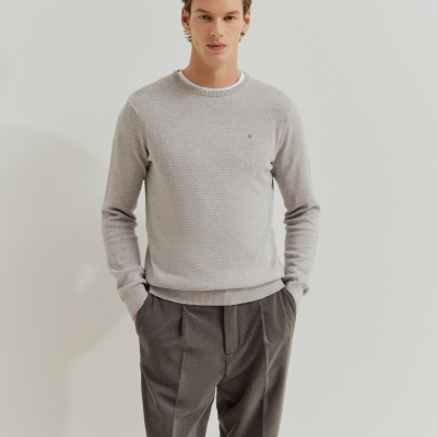 Camisola malha com textura em algodão Lion of Porches