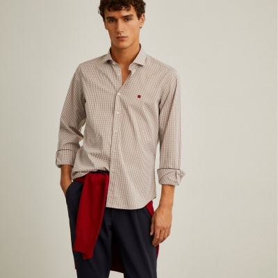 Camisa Slim Fit em tecido com padrão de quadrados Lion of Porches