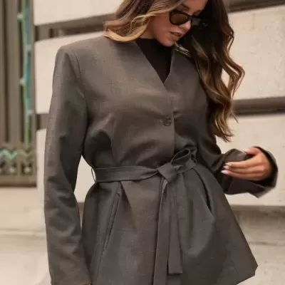 Blazer Cintado Castanho  SPACCIO by Cristina