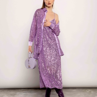 VESTIDO MIDI DE LANTEJOULAS SAHOCO