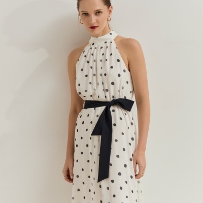 Vestido midi sem mangas com decote halter Lion of Porches