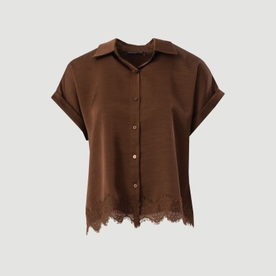 Blusa de manga curta com renda Ferrache