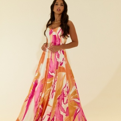 Vestido comprido estampado Scripta