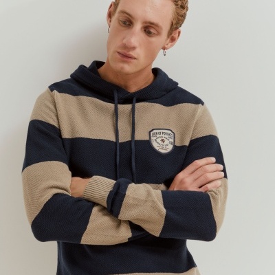 Camisola com capuz às riscas Lion of Porches