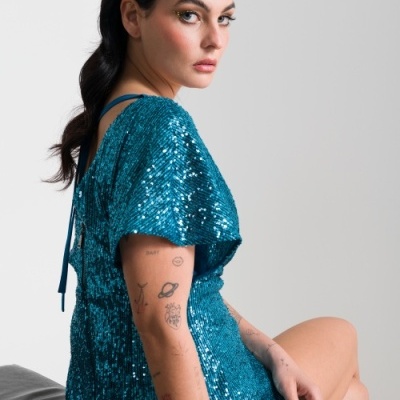 Vestido cerimonia lantejoulas Ana Sousa