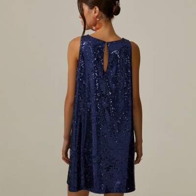 Vestido curto de lantejoulas Decenio