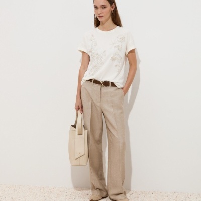 T-shirt em algodão com bordados florais Decenio