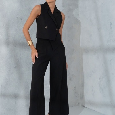 Calça curta wide leg de cintura subida Ferrache