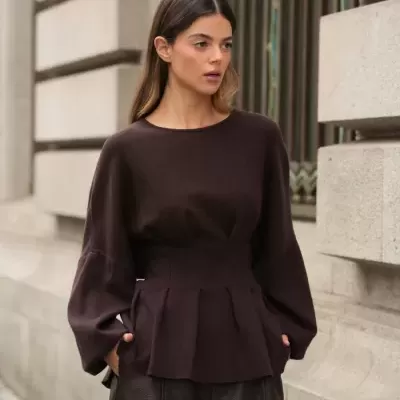 Camisola malha com efeito peplum Spaccio by Cristina