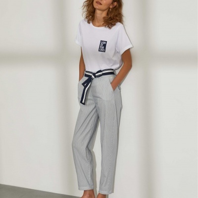 Calças chino com riscas e cinto Lion of Porches