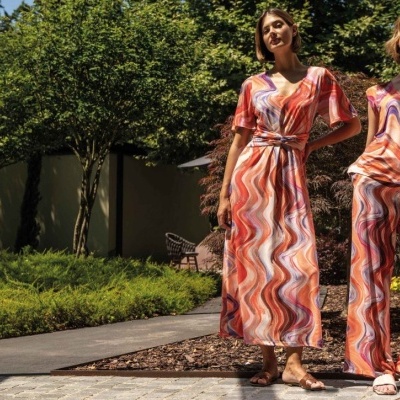 Vestido comprido estampado Scusi