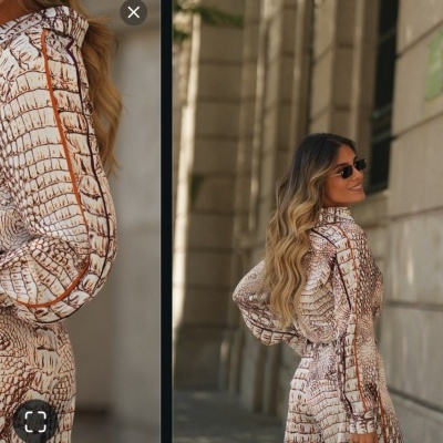 Camisa estampada animal em cetim Sahoco