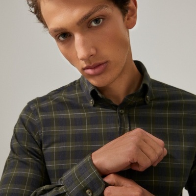 Camisa slim fit xadrez Decenio