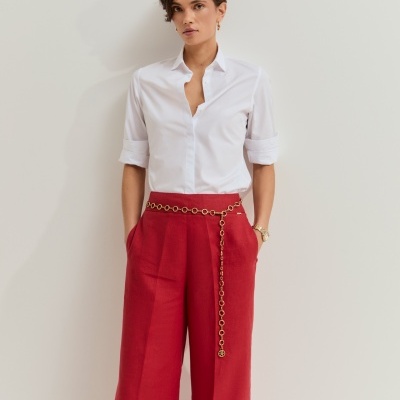 Calças wide leg em linho Lion of Porches