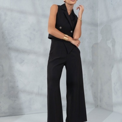 Calça curta wide leg de cintura subida Ferrache