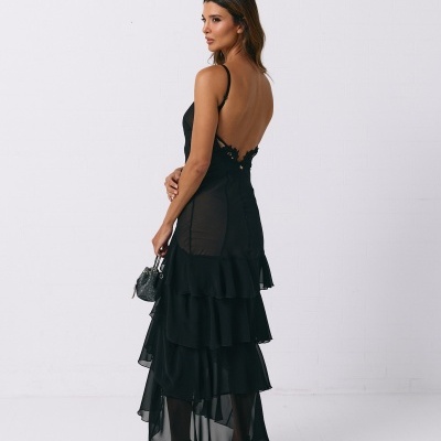 Vestido 2 em 1 comprido com folhos Swallow Collection