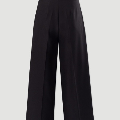 Calça fluida com cintura subida e cinto Ferrache