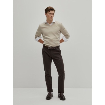 Calças chino slim fit em sarja Decenio