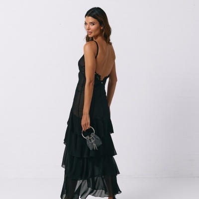 Vestido 2 em 1 comprido com folhos Swallow Collection
