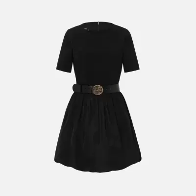 Vestido liso curto com pormenor de cinto Scripta