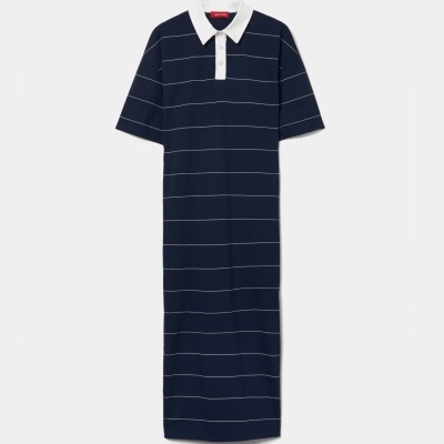 Vestido comprido às riscas com manga curta Lion of Porches