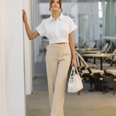 CALÇAS DE ALFAIATARIA DE PERNA LARGA SPACCIO