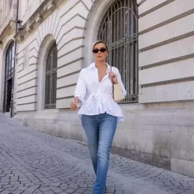 Blusa Em Popelina Com Cinto Estilo Laço Scripta