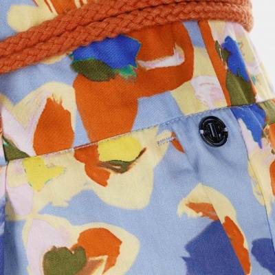 Calças para mulher paper bag com estampado floral e cinto Lion of Porches