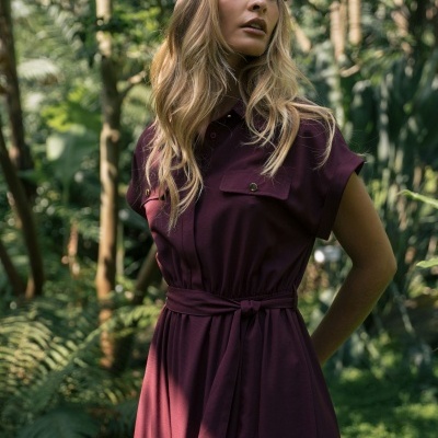 Vestido midi com cinto e folho inferior Ferrache