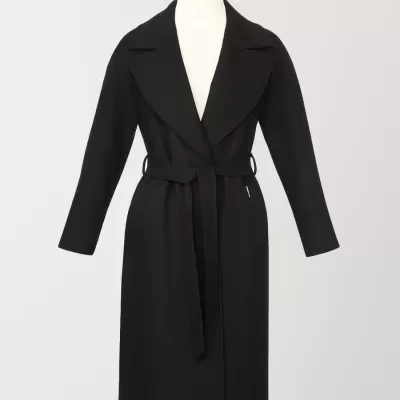 Casaco Comprido com Gola Ampla e Cinto Sahoco