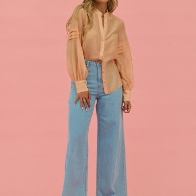 Calça de ganga clara wide leg Scripta