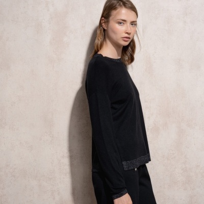 Camisola de malha com lurex de decote redondo SMF