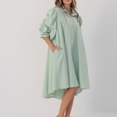 Vestido camiseiro às riscas Ferrache