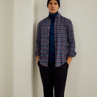 Camisa Slim Fit em tecido com padrão de xadrez Lion of Porches