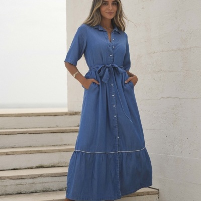 Vestido comprido Ganga tencel Bigzone