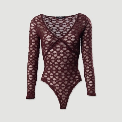 Body em renda com decote em V Ferrache