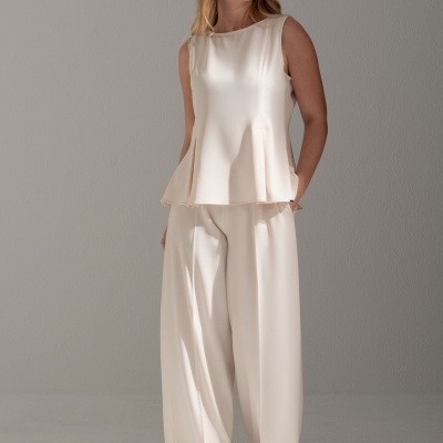 Calça culotte fluida com detalhe metálico Ferrache