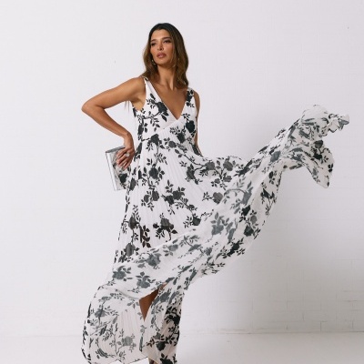 Vestido estampado plissado Swallow
