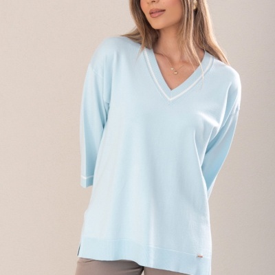 Camisola de malha fluida com detalhe de tira a contrastar Ferrache