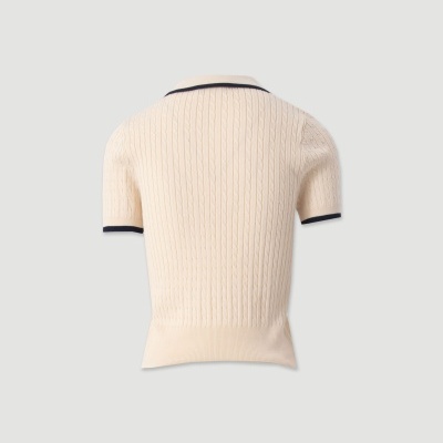 Polo em malha texturada com detalhe contraste Ferrache
