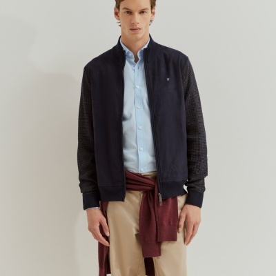 Casaco de manga comprida em malha e camurça Lion of Porches